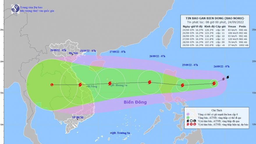 Typhoon Noru heads toward central Vietnam